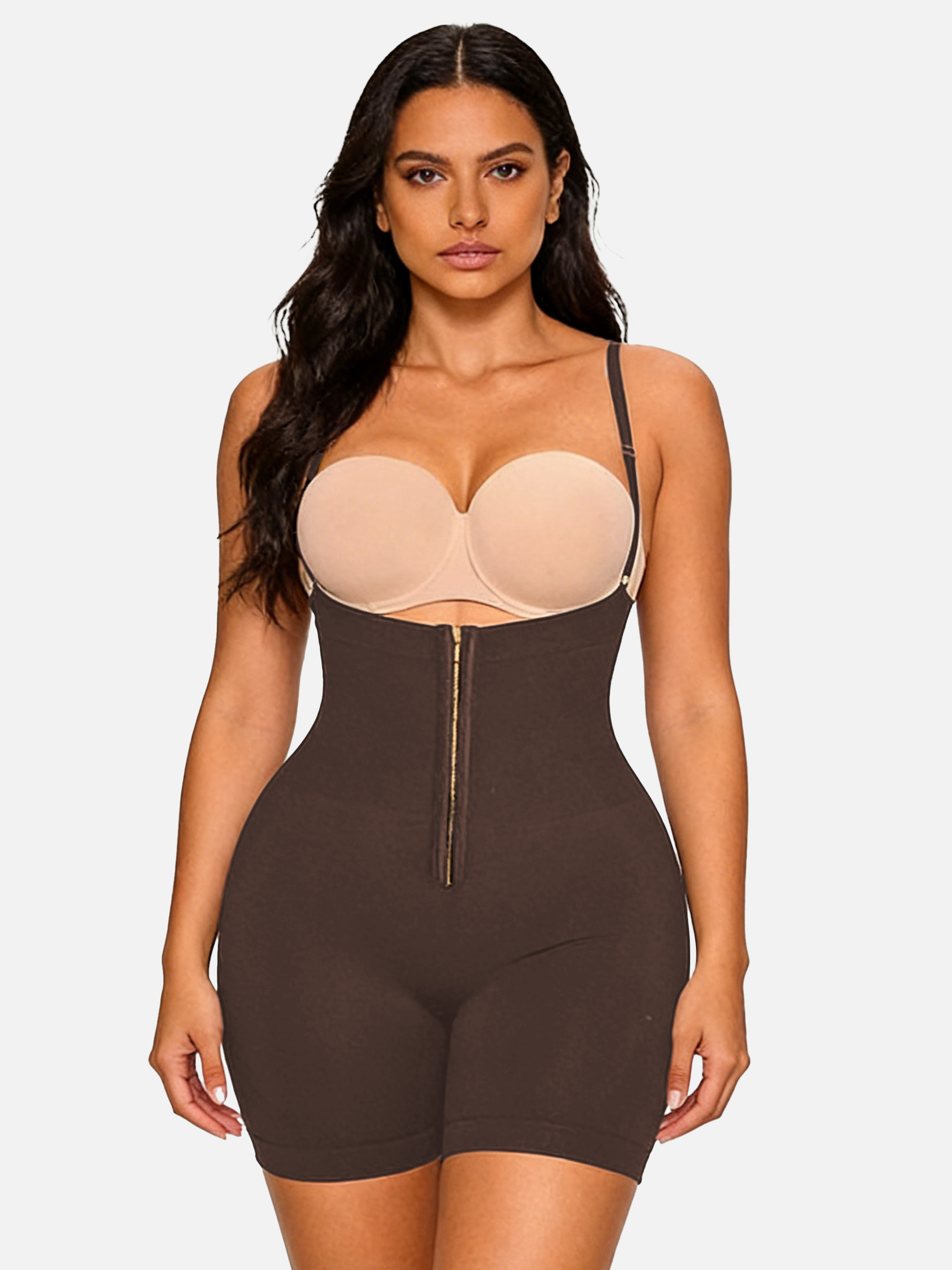 The Open Bust Mid-Thigh Shaping Bodysuit