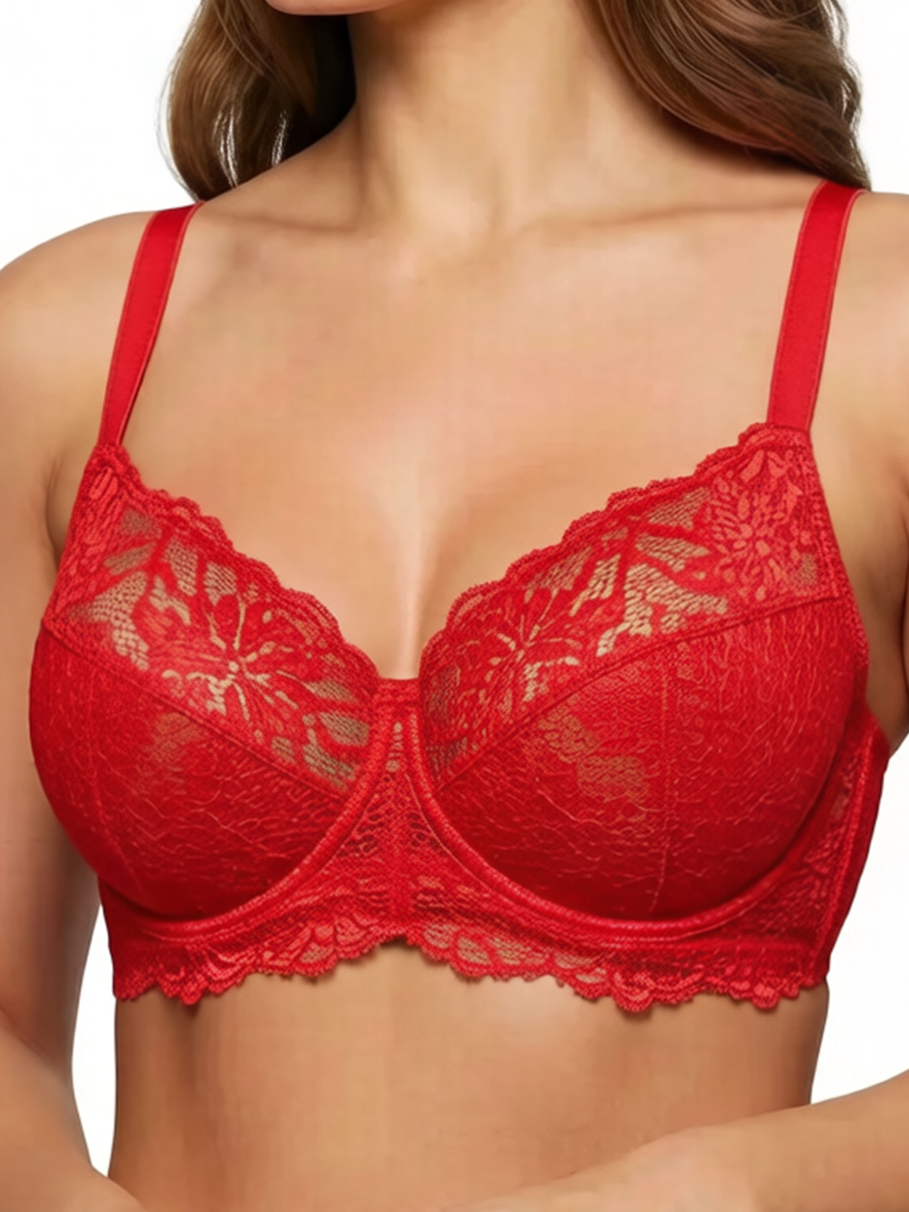 Full Coverage Unlined Underwire Lace U-back Bra