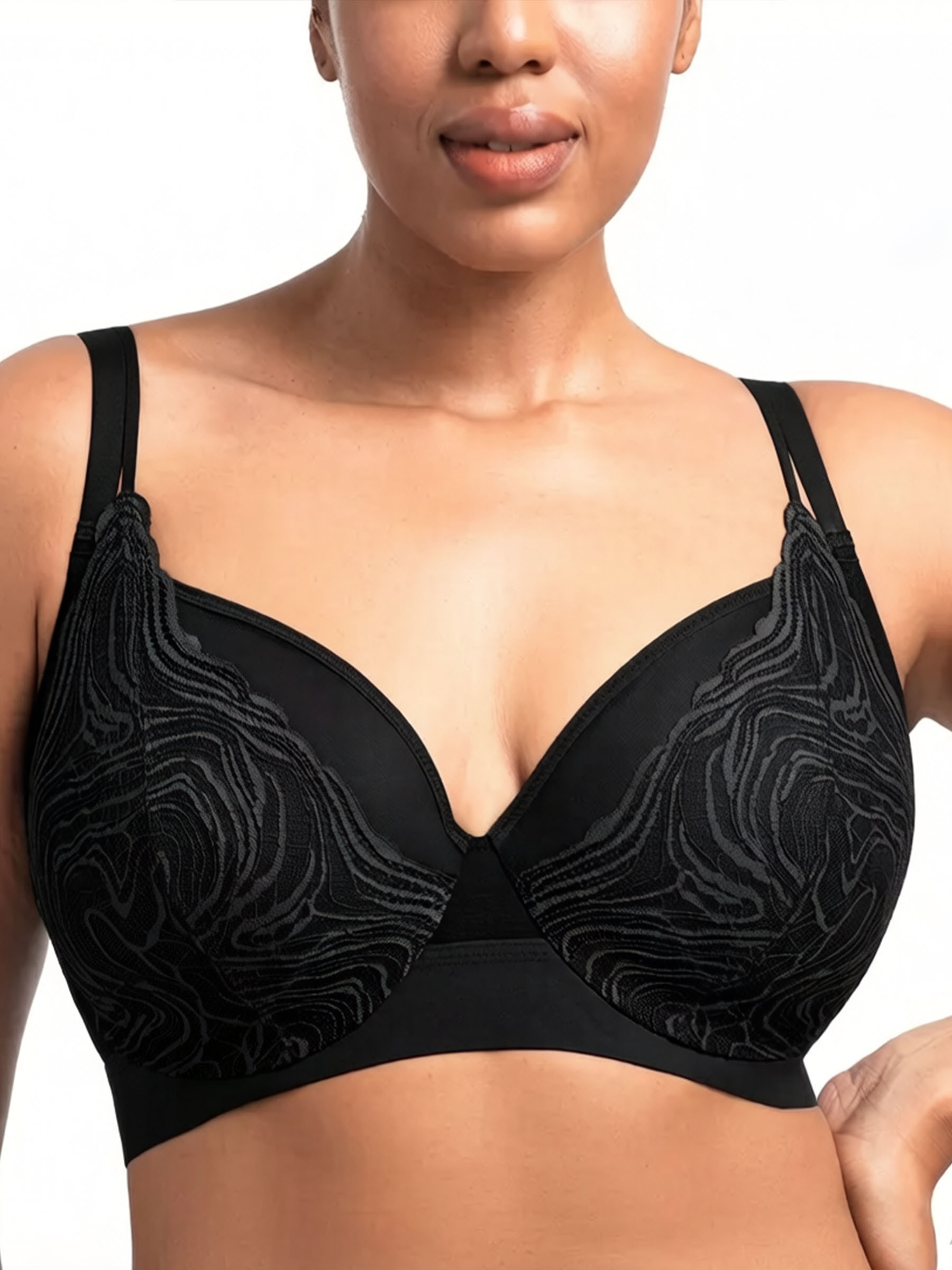 Full Coverage Unlined Underwire Lace Bra for Plus Size