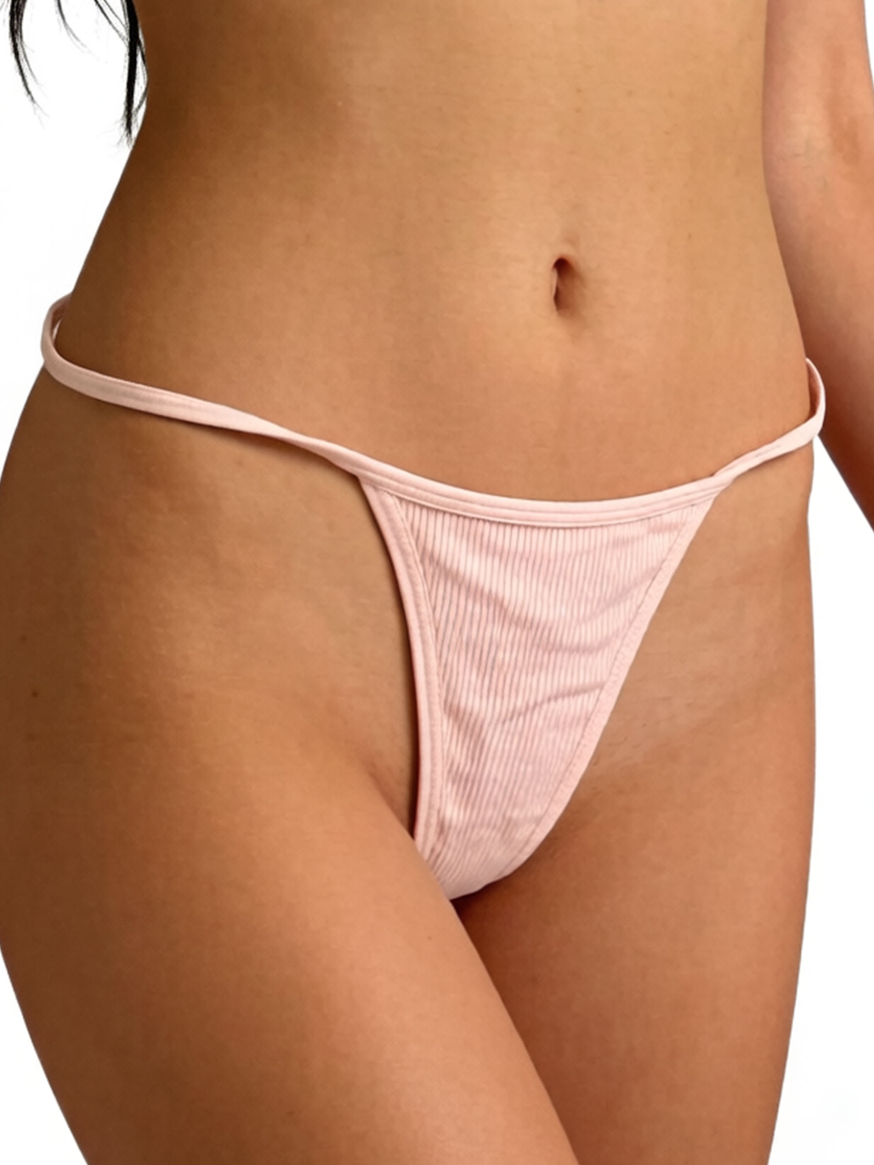 Ribbed Solid-Color Thongs - Soft Breathable Viscose Daily Wear Underwear