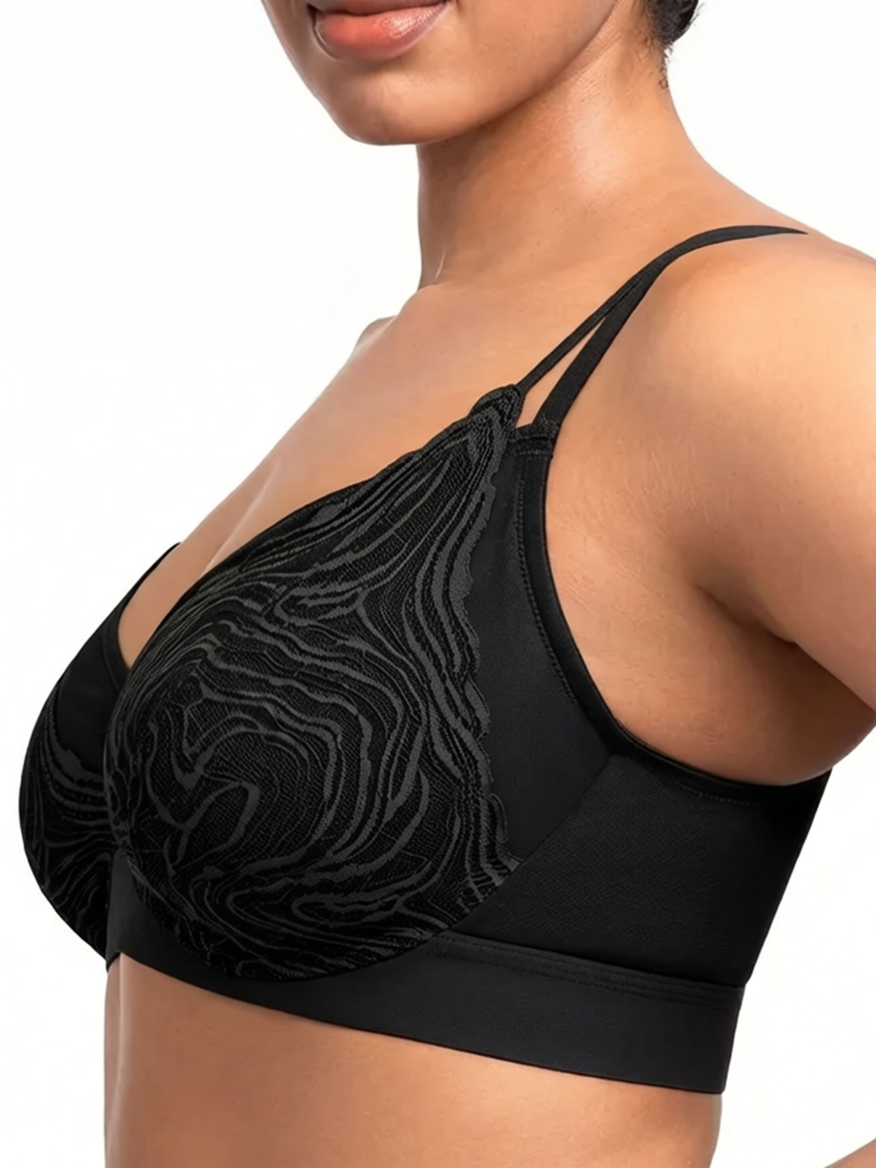 Full Coverage Unlined Underwire Lace Bra for Plus Size