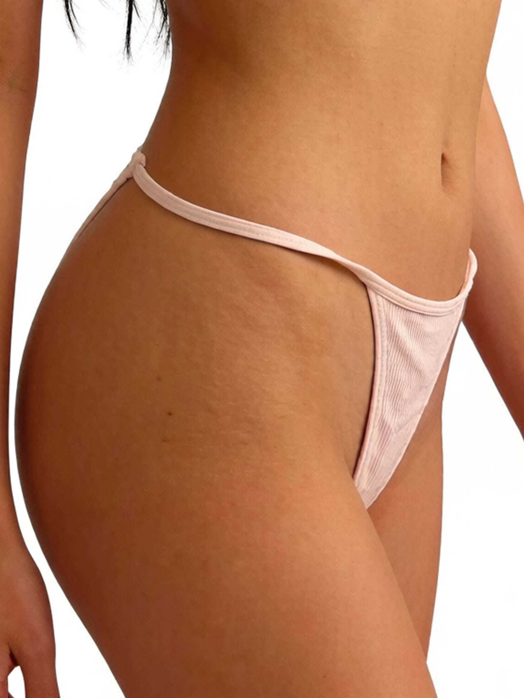 Ribbed Solid-Color Thongs - Soft Breathable Viscose Daily Wear Underwear