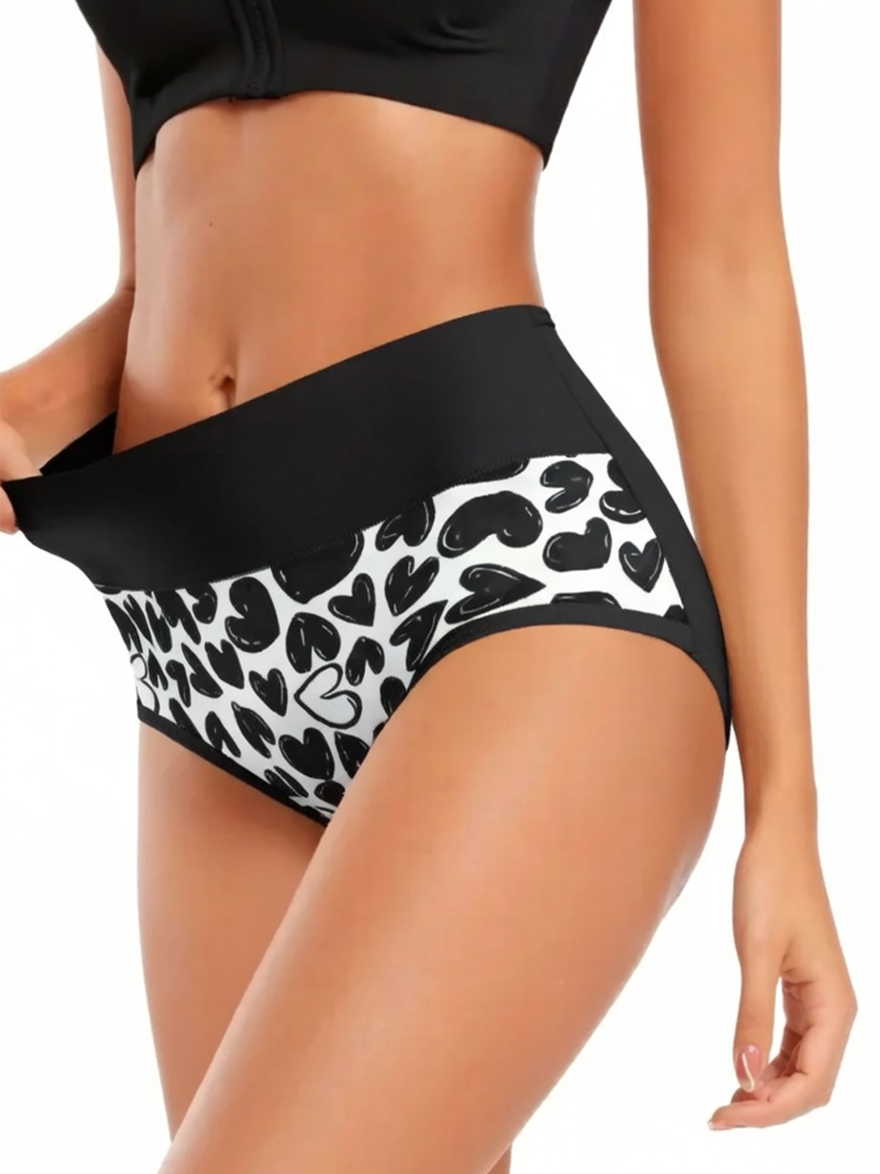 High Waist Cotton Briefs with Stretchy Waistband - Cute Print Postpartum Underwear