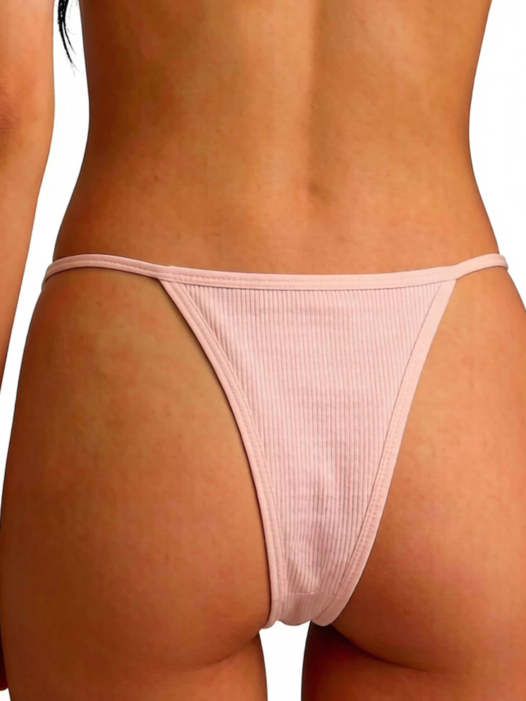 Ribbed Solid-Color Thongs - Soft Breathable Viscose Daily Wear Underwear