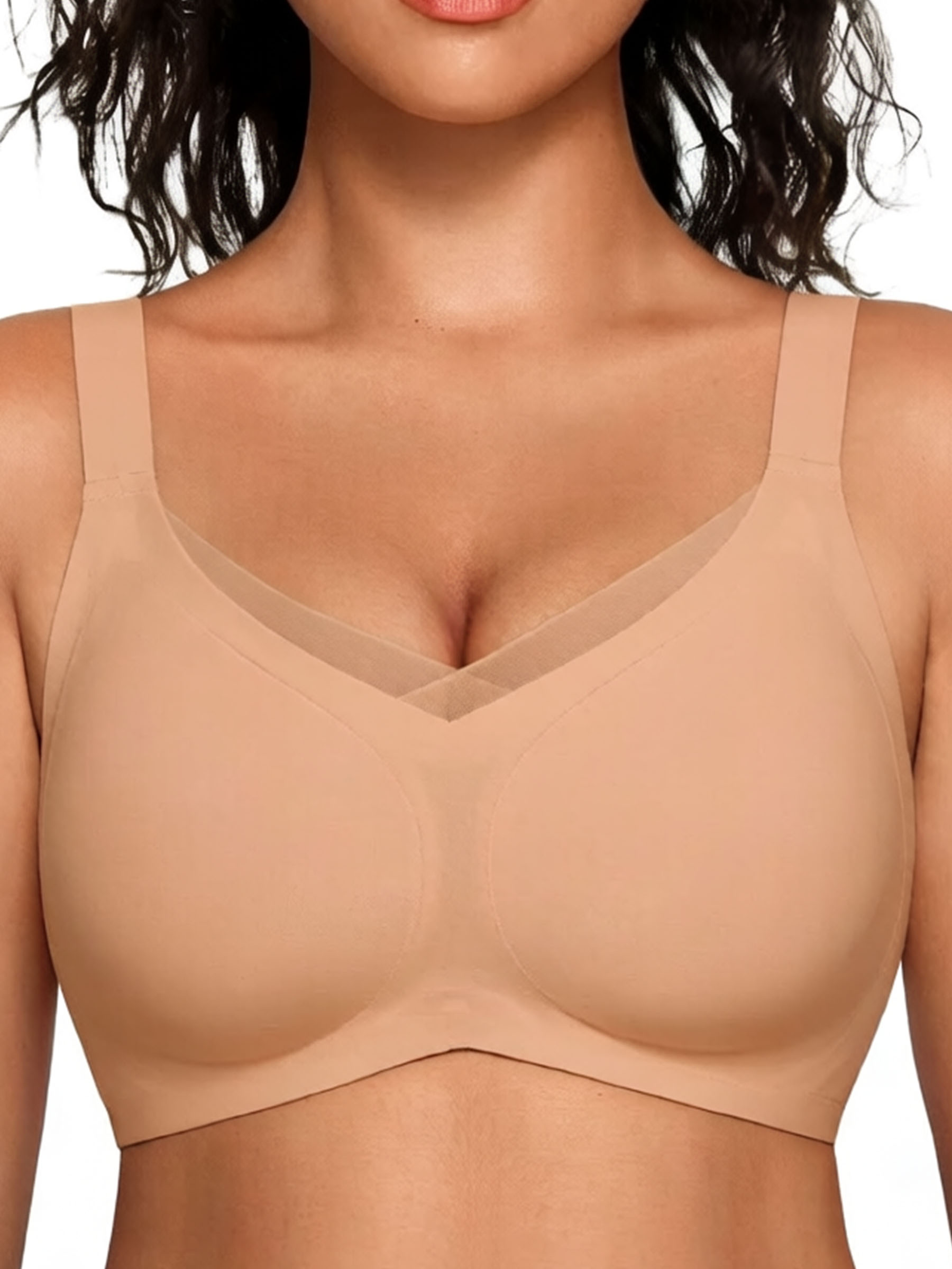 Wireless V-Neck Seamless T-Shirt Bra