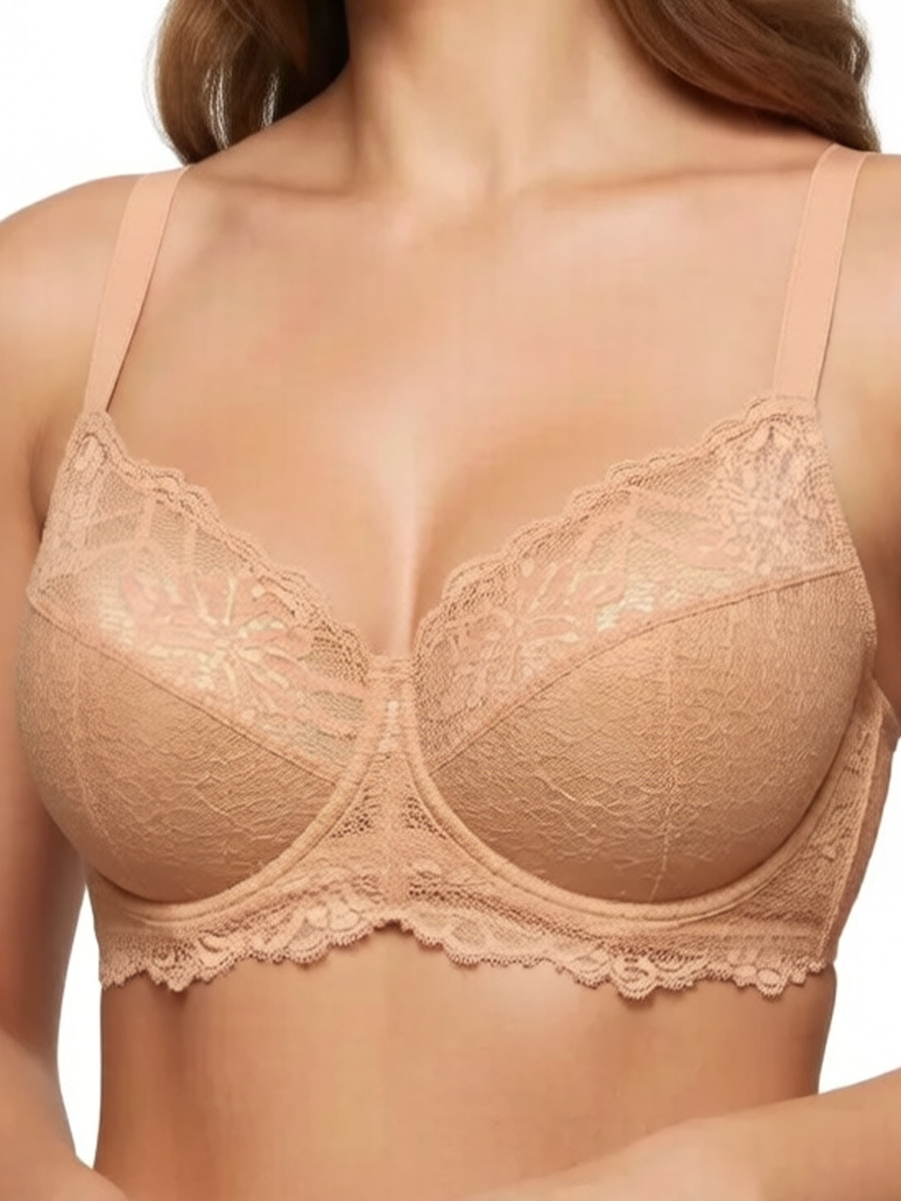 Full Coverage Unlined Underwire Lace U-back Bra
