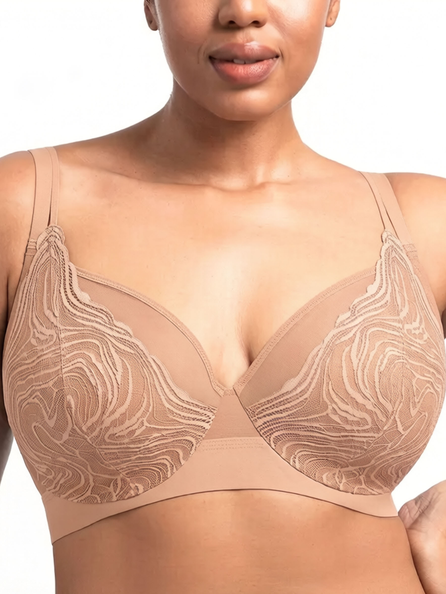 Full Coverage Unlined Underwire Lace Bra for Plus Size