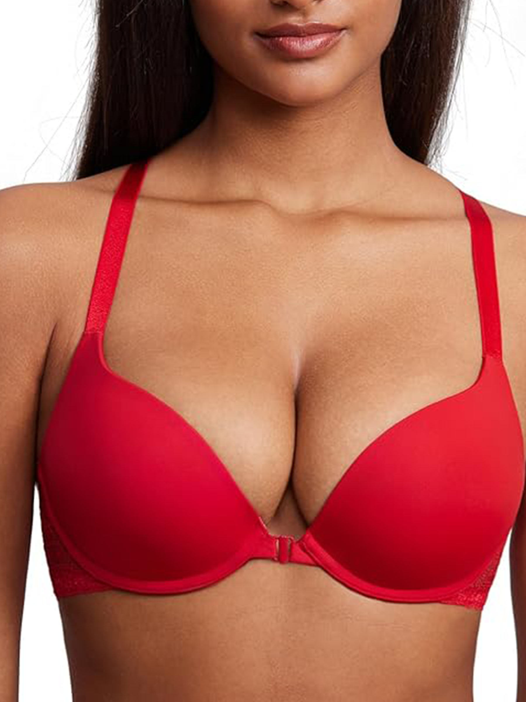 Lace Underwire Plunge Push Up Bra