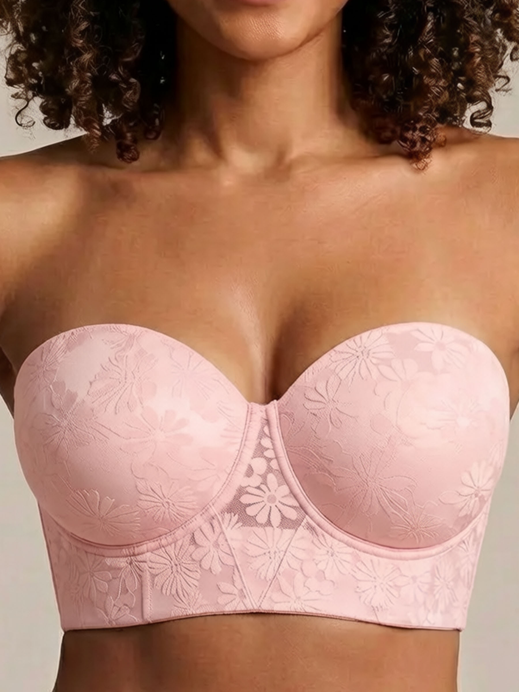 Strapless Longline Push Up Corset Bra