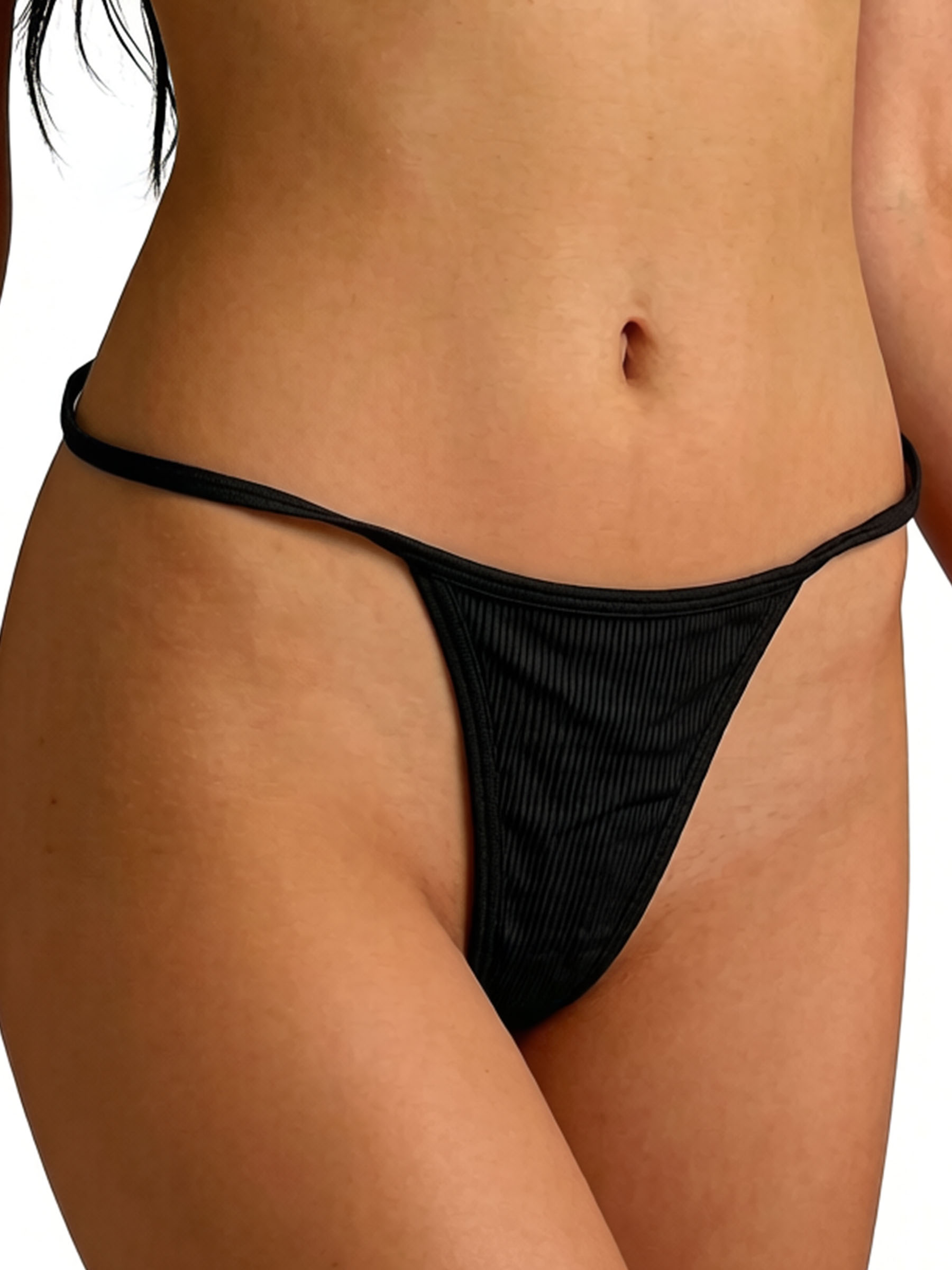 Ribbed Solid-Color Thongs - Soft Breathable Viscose Daily Wear Underwear