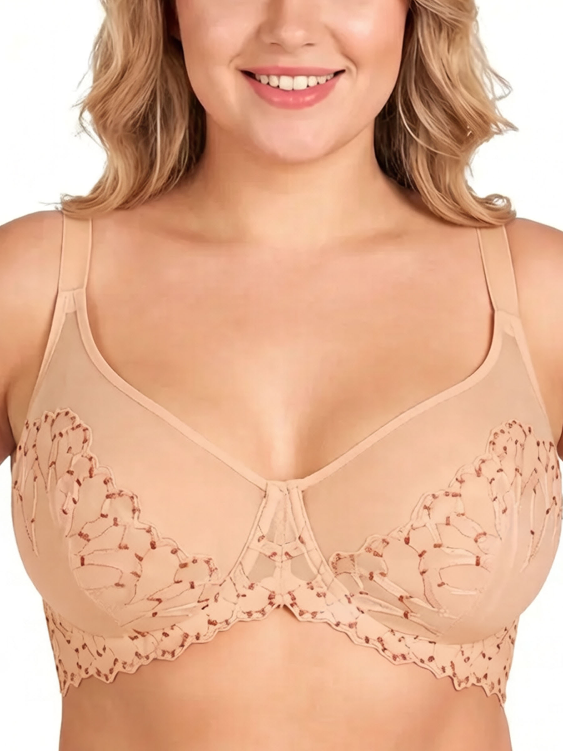 Embroidered Lace Unlined Full Coverage Bra