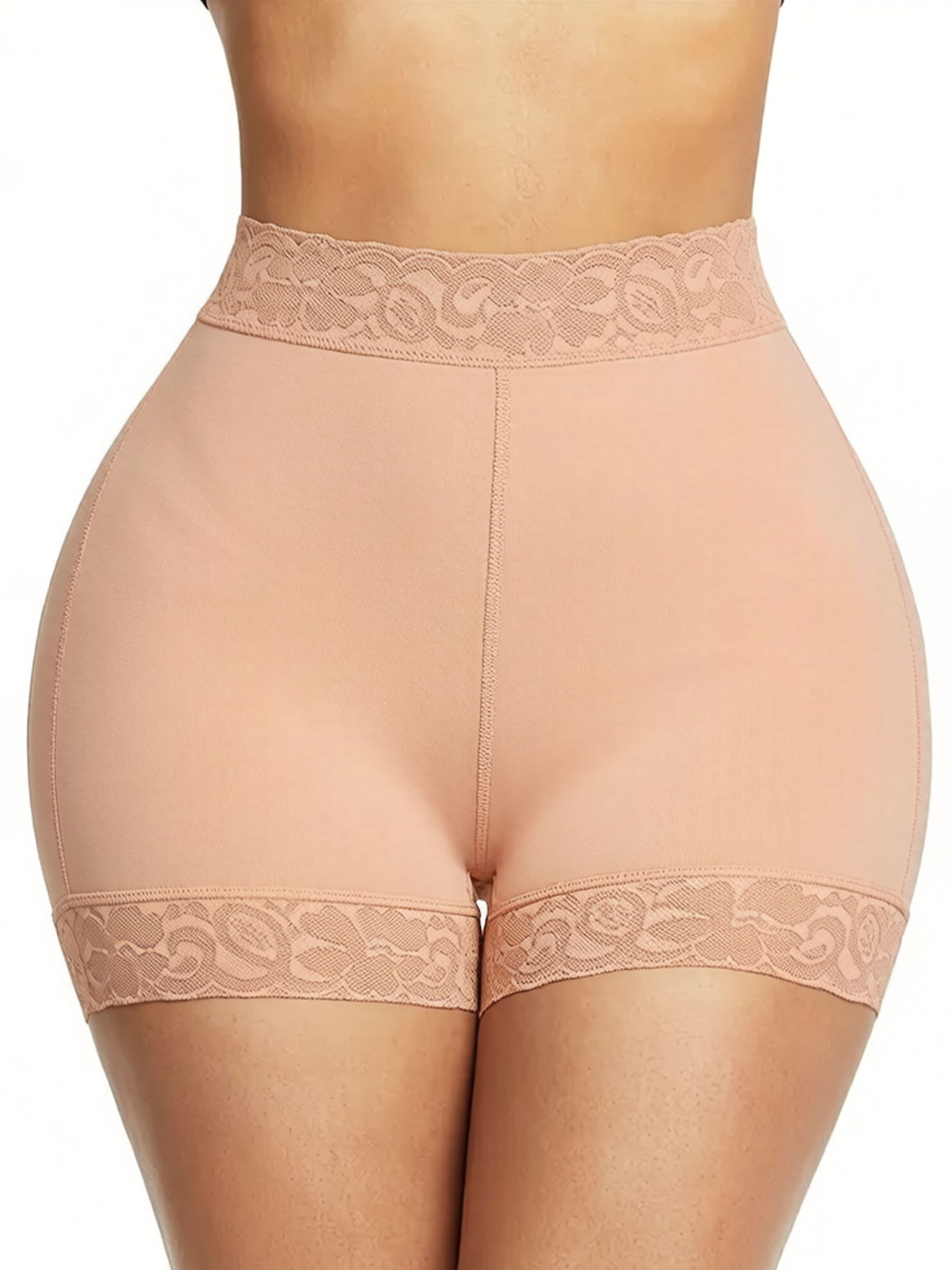 Butt Lifter Tummy Control Shapewear Shorts - Lace Trim Compression Underwear