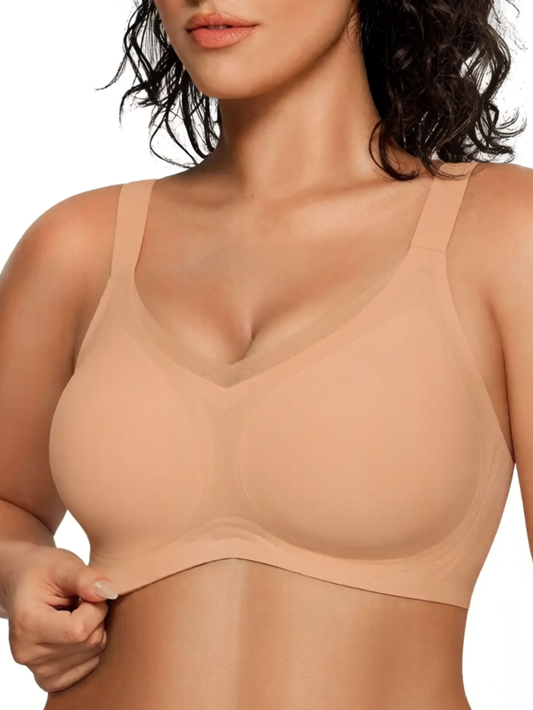 Wireless V-Neck Seamless T-Shirt Bra