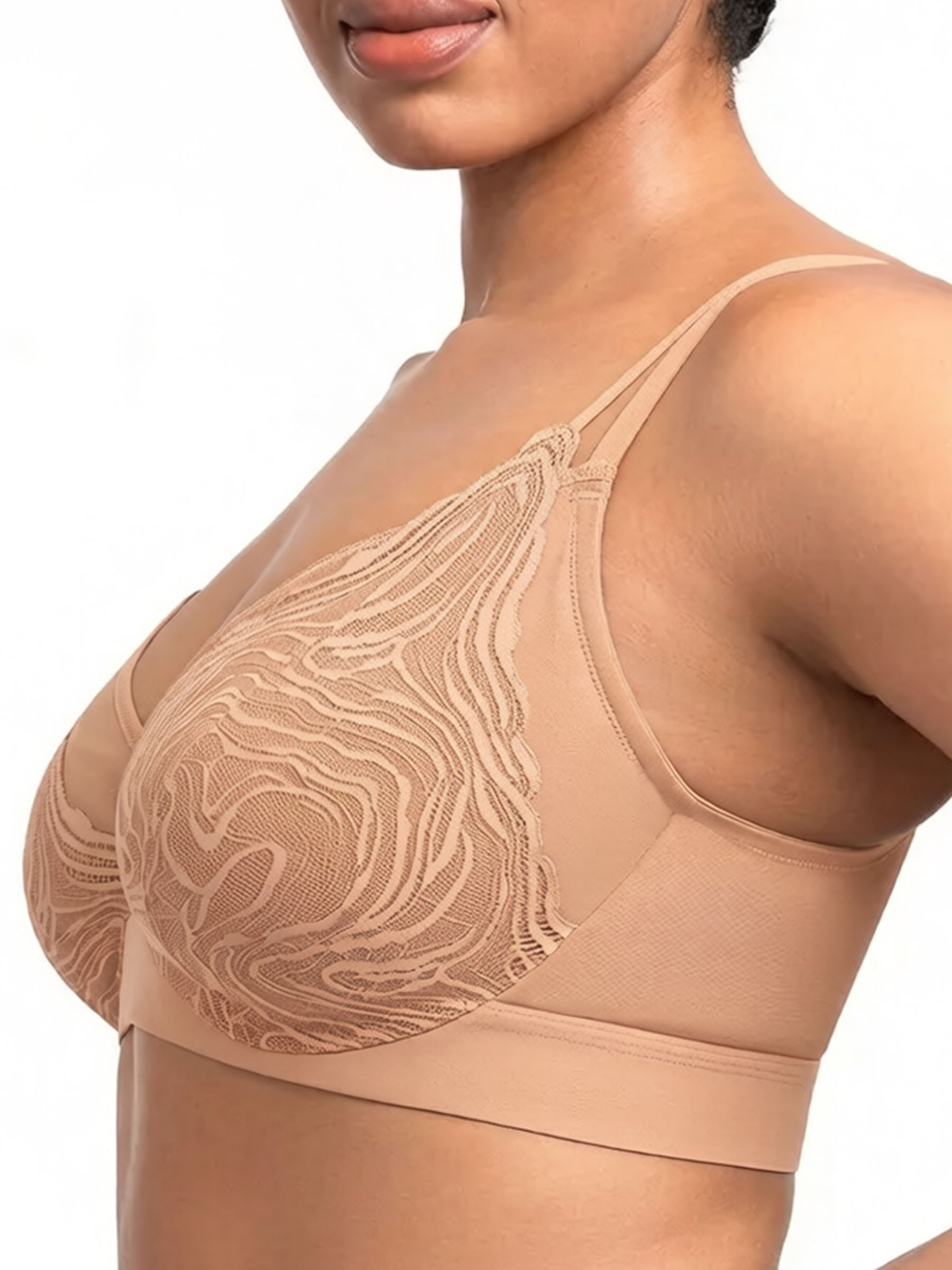 Full Coverage Unlined Underwire Lace Bra for Plus Size