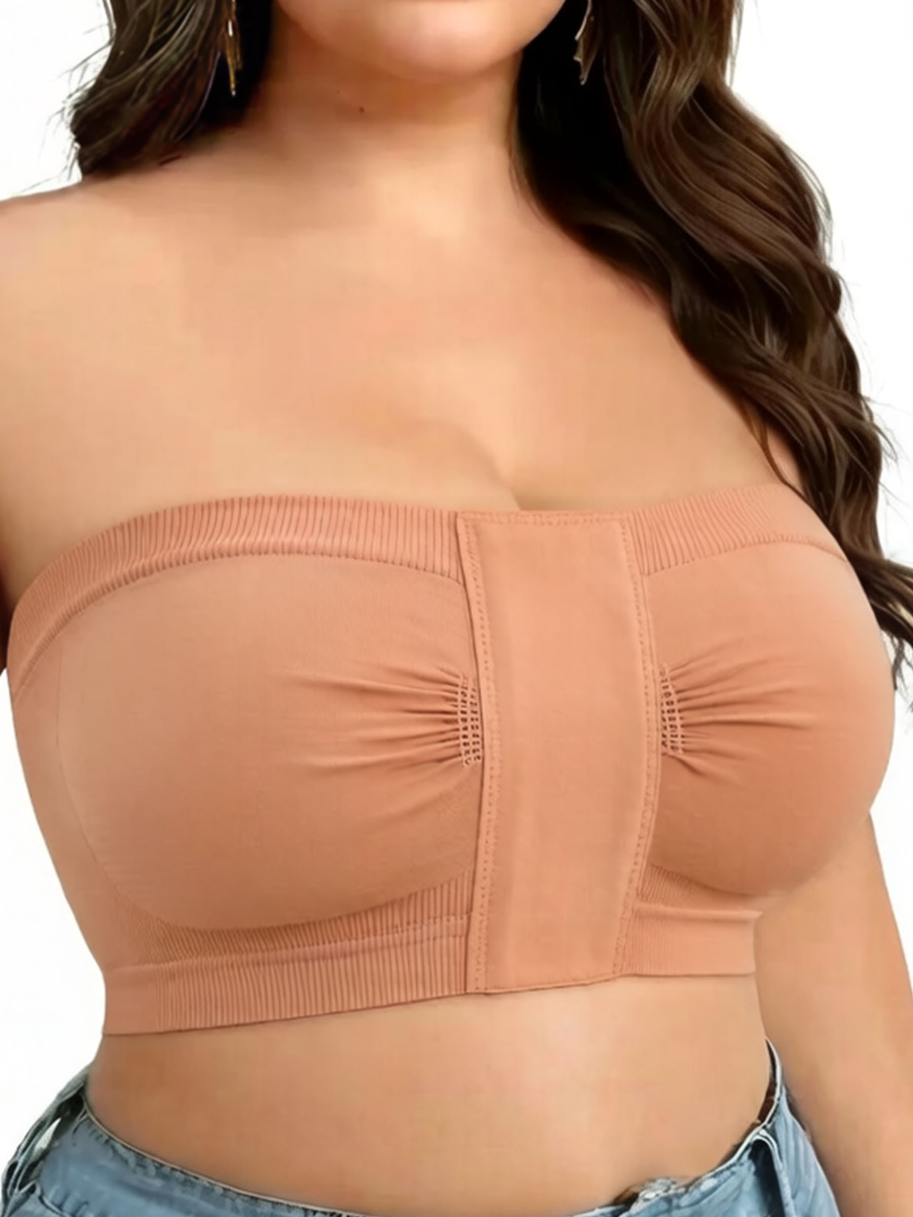 Plus Size Wireless Strapless Front Closure Bra