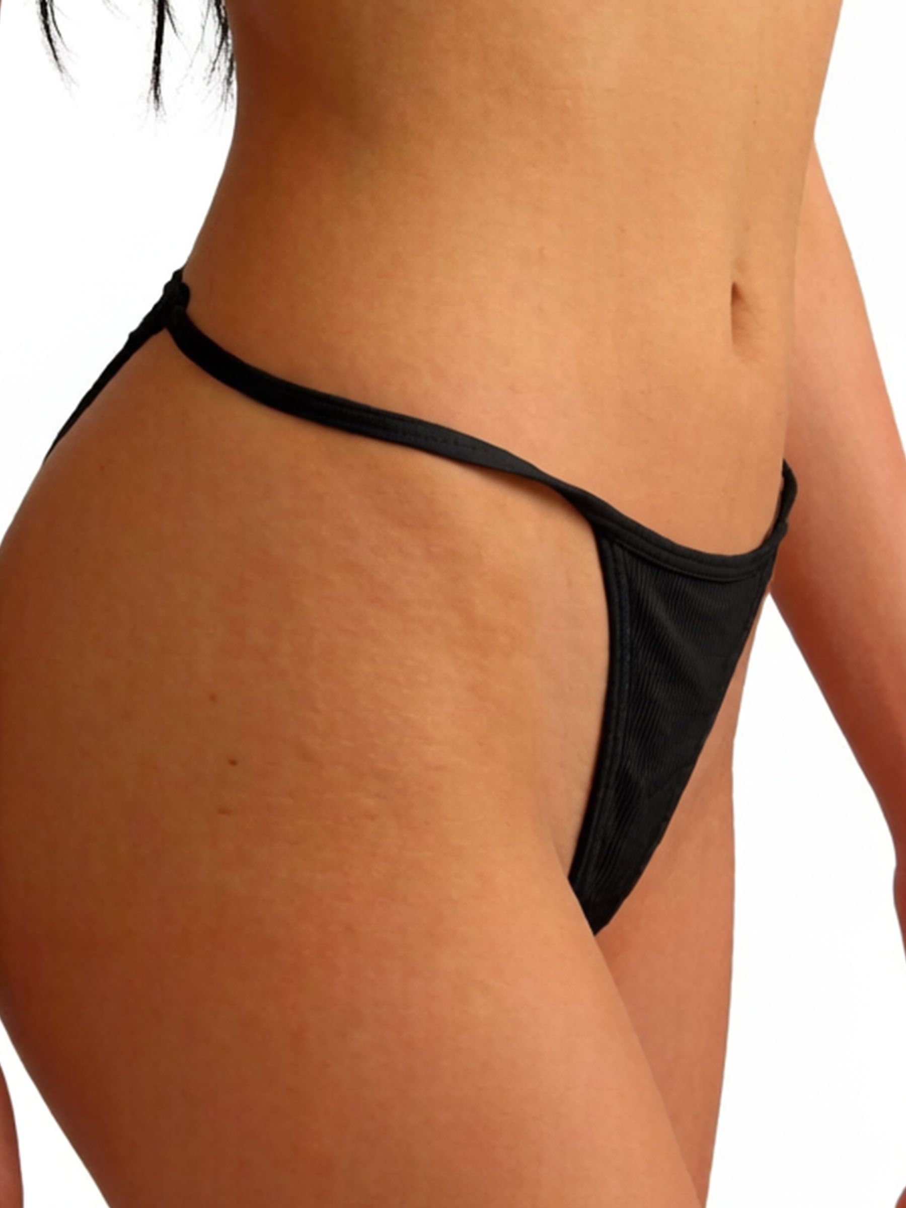 Ribbed Solid-Color Thongs - Soft Breathable Viscose Daily Wear Underwear