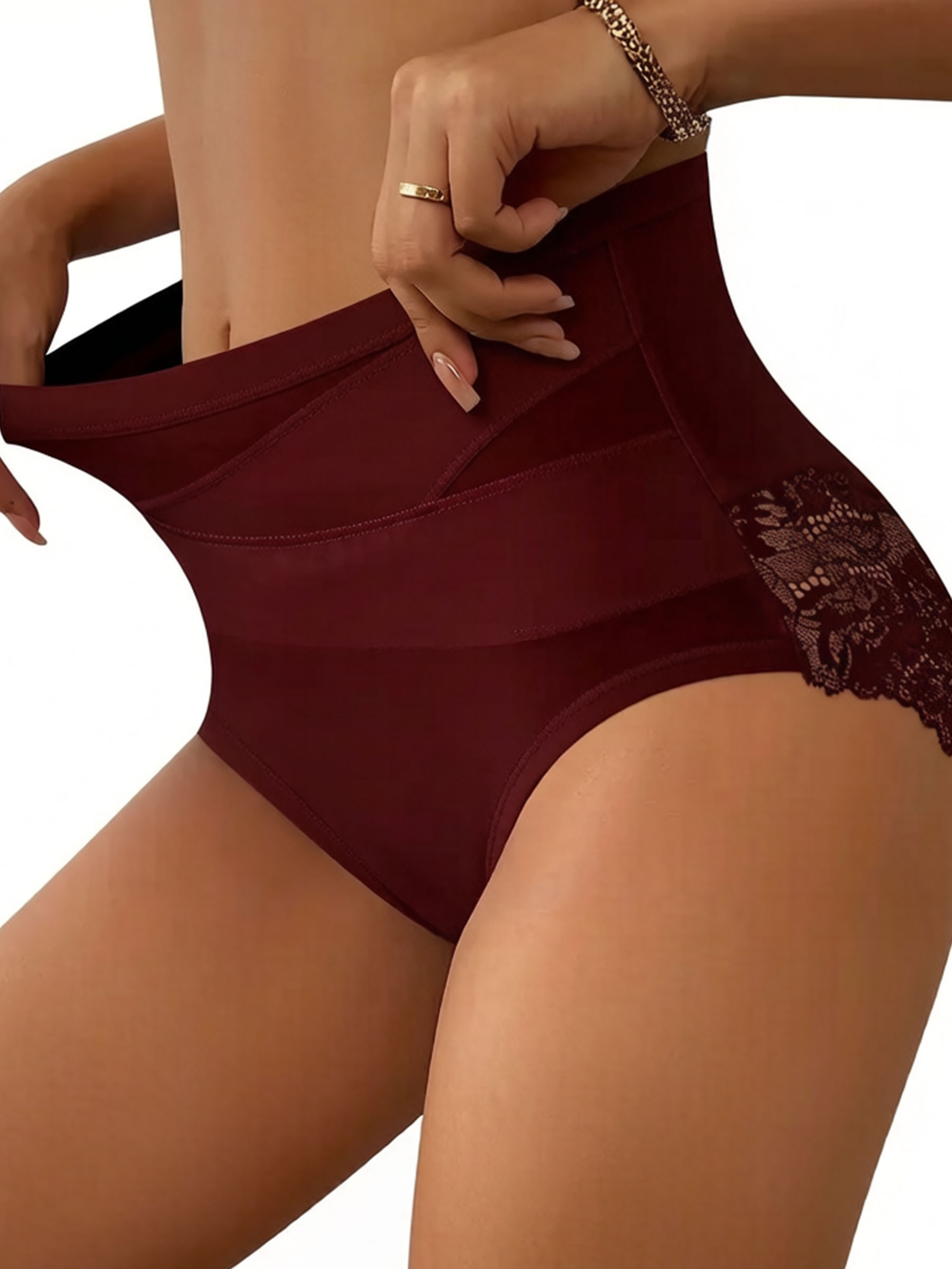 High Waist Cross Design Lace Briefs - Soft Milk Silk Breathable Underwear