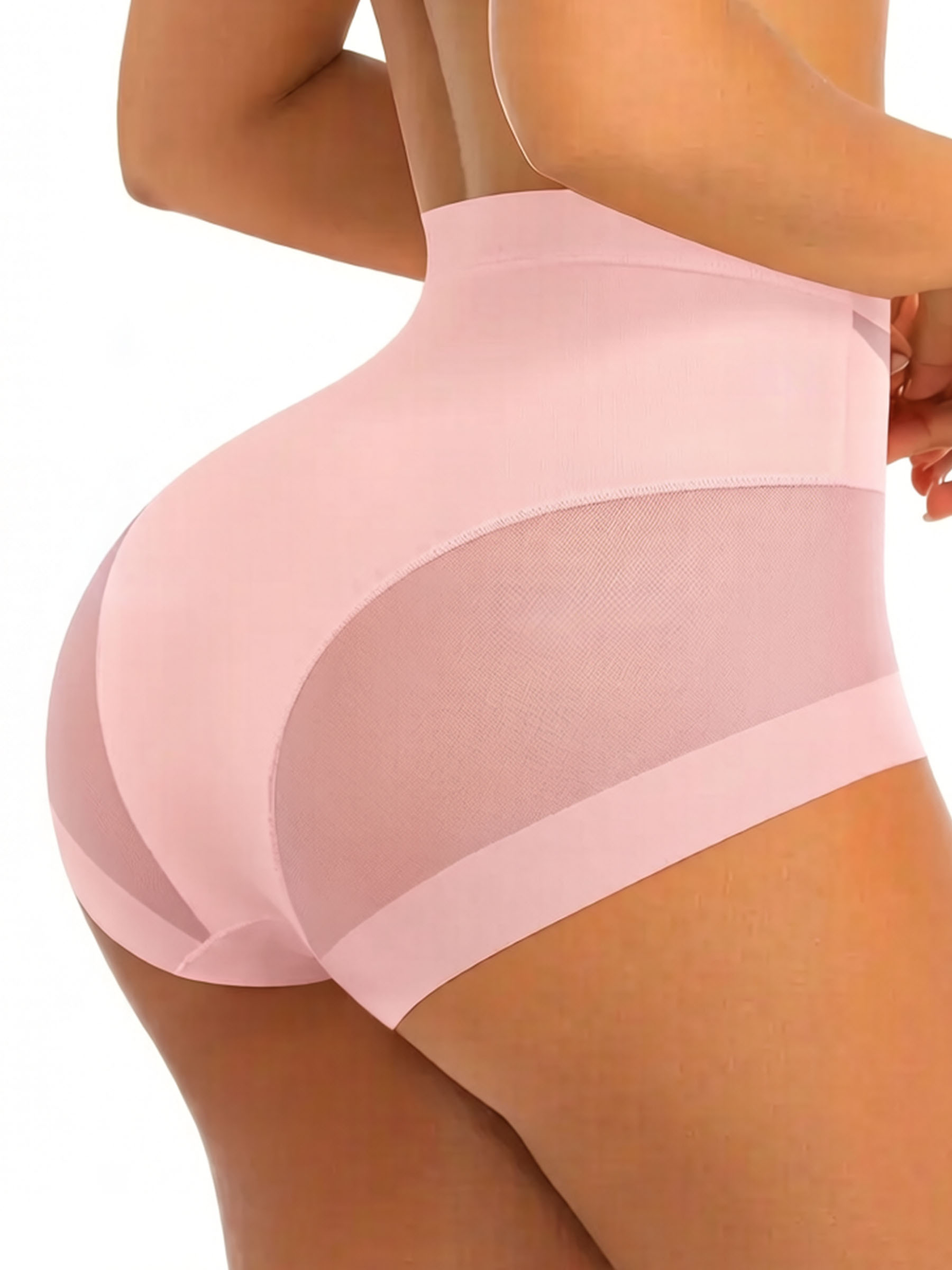 High Waisted Mesh Cheeky Briefs - Breathable No Show Tummy Slimming Underwear