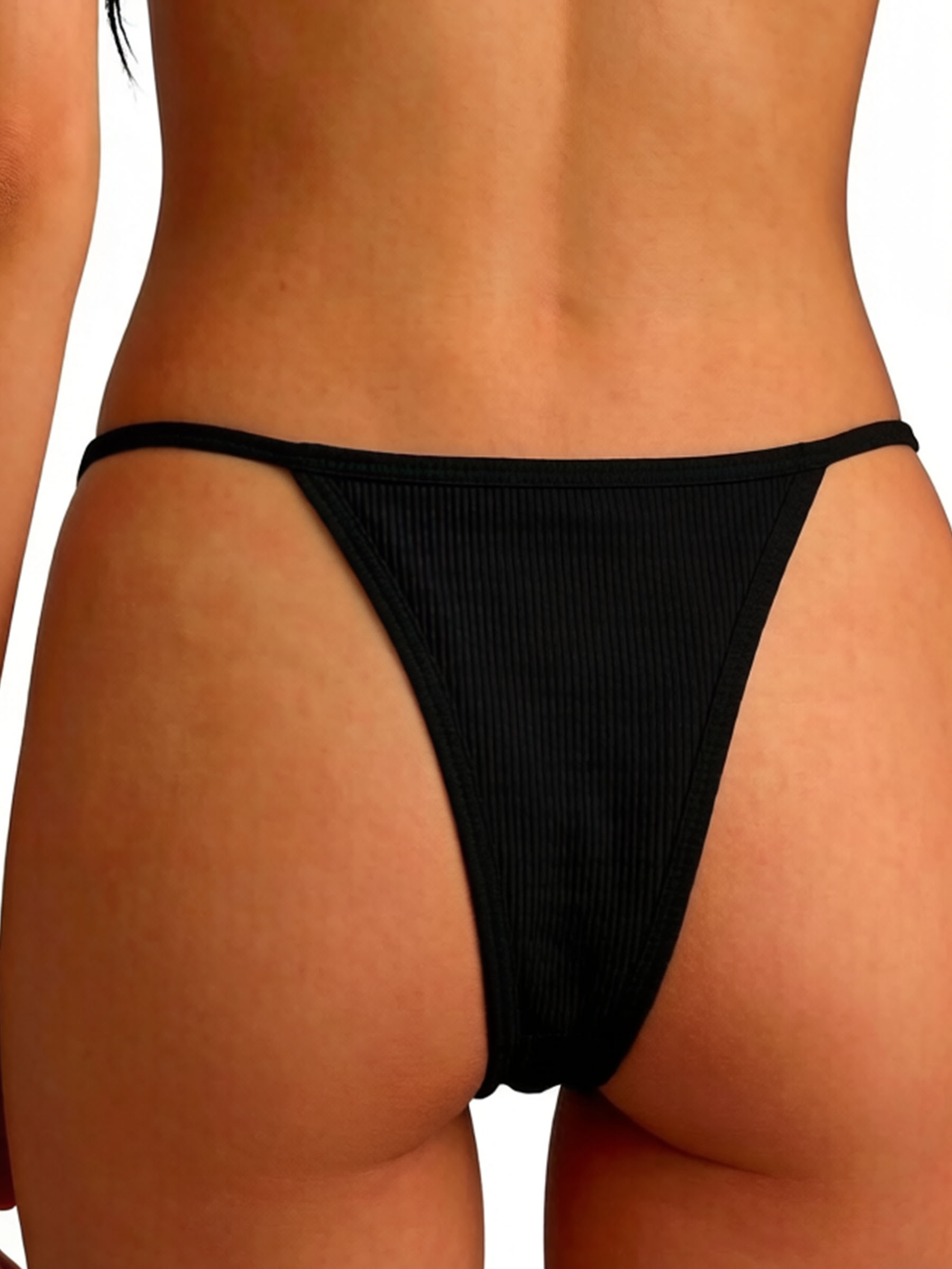 Ribbed Solid-Color Thongs - Soft Breathable Viscose Daily Wear Underwear