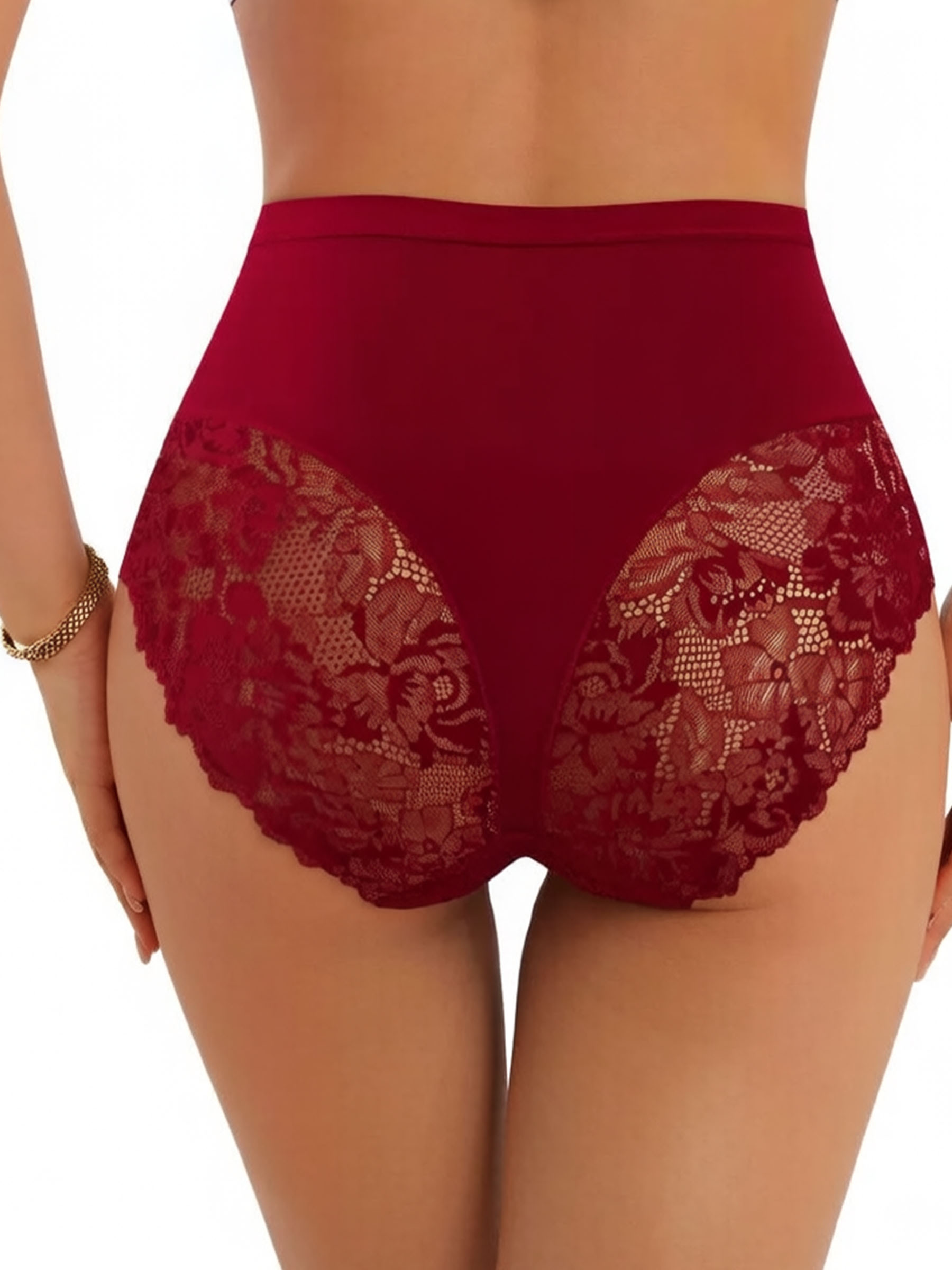 High Waist Cross Design Lace Briefs - Soft Milk Silk Breathable Underwear