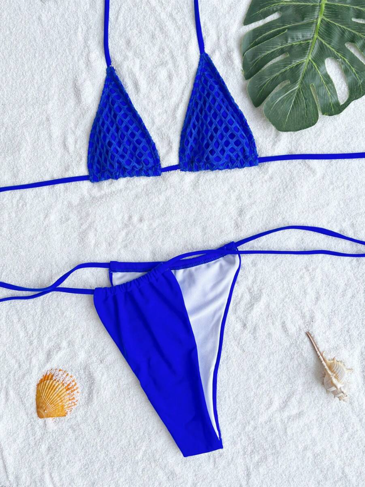 Crochet Mesh Three-Piece Bikini Set