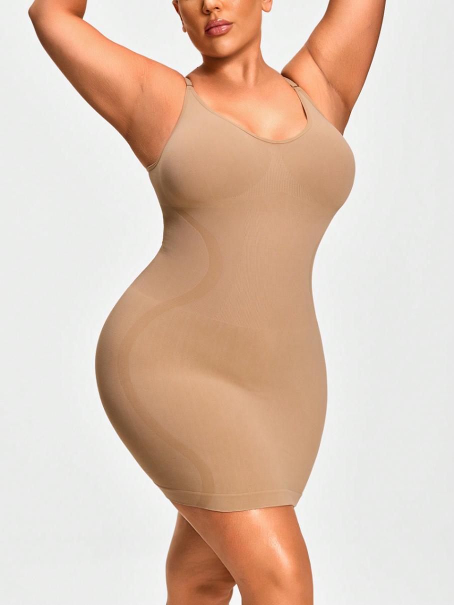 Plus Size Adjustable Strap Mini Bodycon Shaping Dress