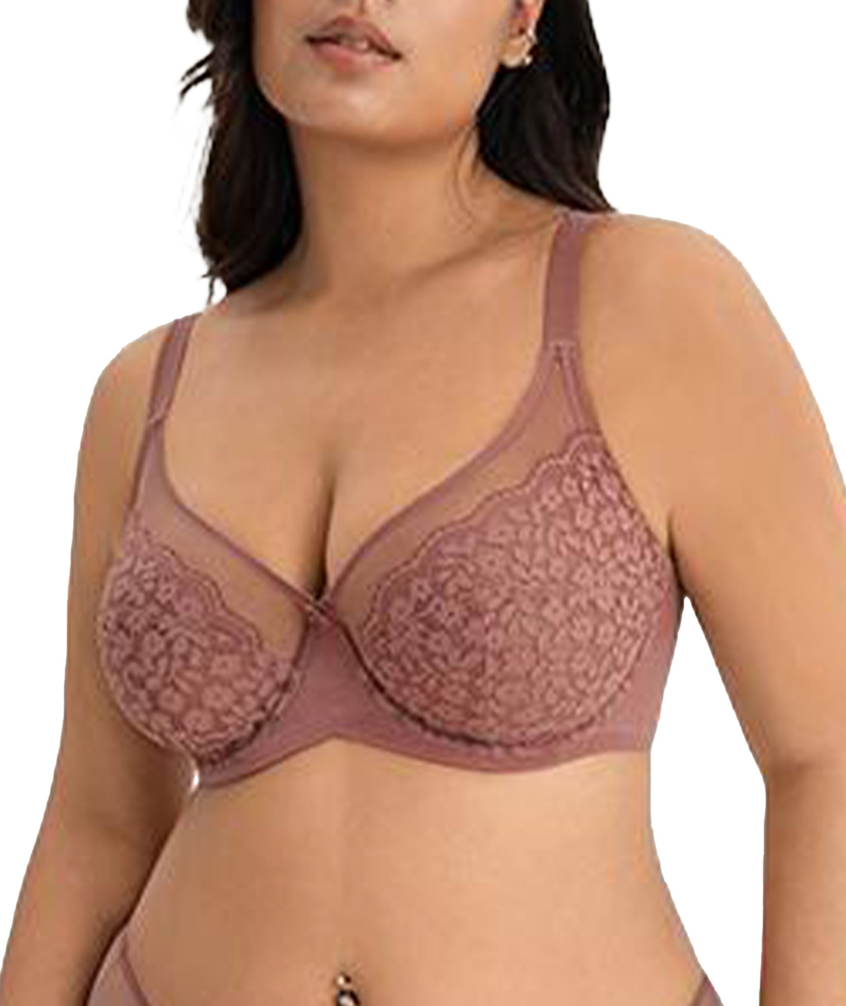 Daisy Floral Lace Unlined Underwire Minimizer Bra