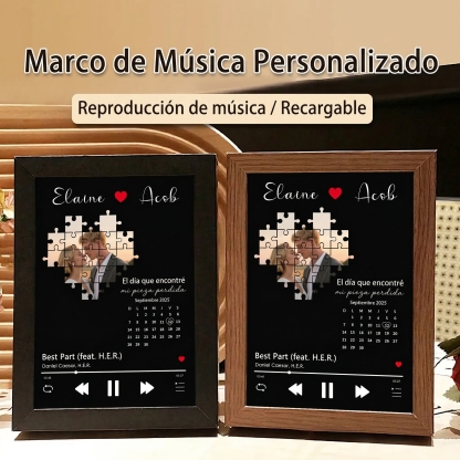 Foto con Música el Día que Encontré Mi Pieza Perdida Cuadro de Canciones Personalizado con Reproductor de Canción Completa