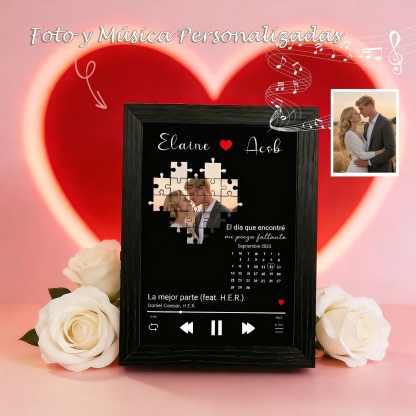 Foto con Música el Día que Encontré Mi Pieza Perdida Cuadro de Canciones Personalizado con Reproductor de Canción Completa