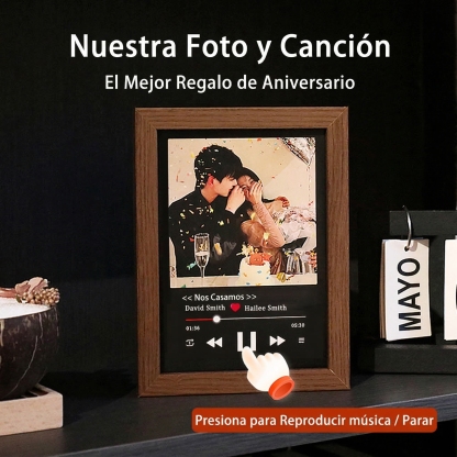 Cuadro de Música con Collage Fotos Personalizadas Marco Musical para Fotos con Reproductor de Canción Completa