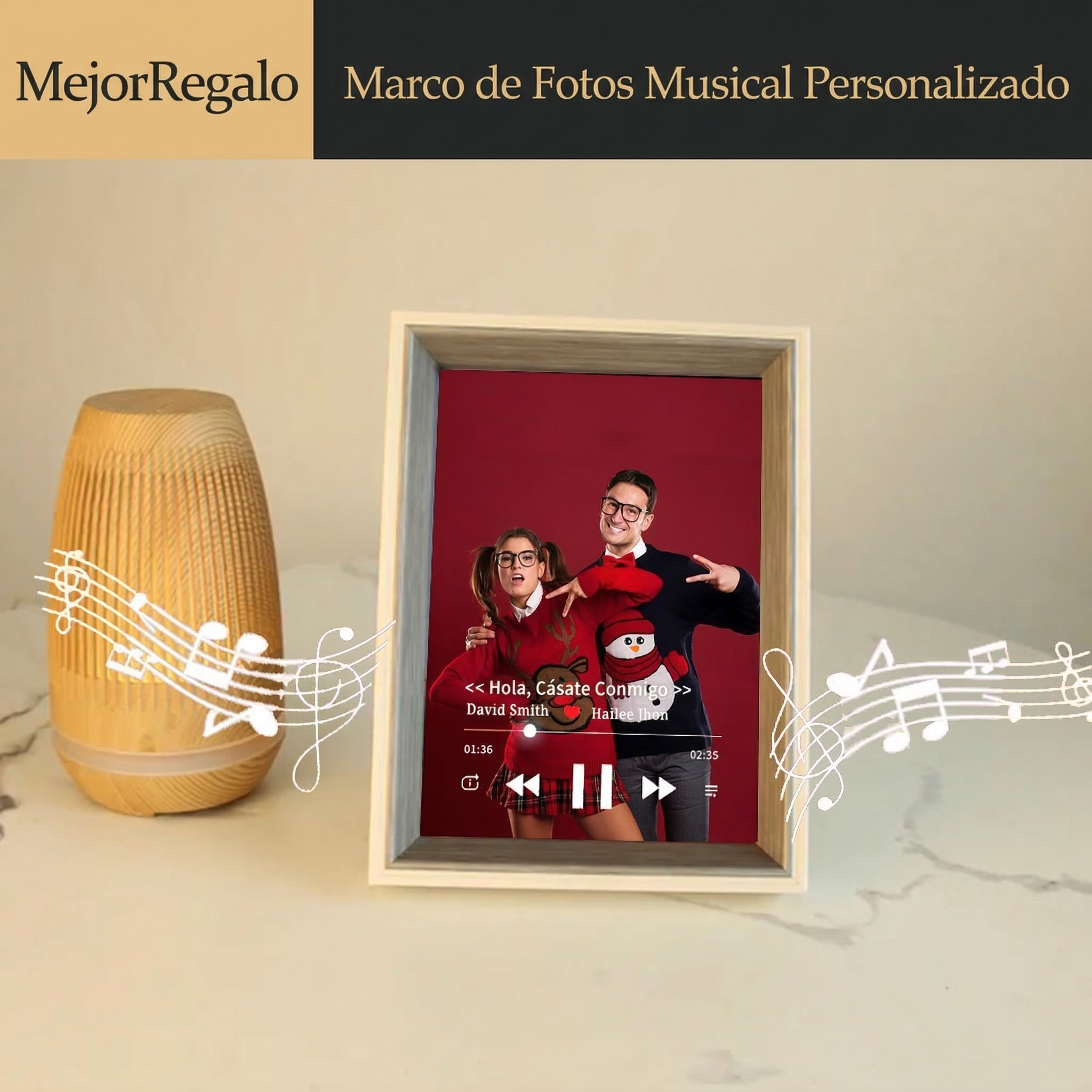 Marco Musical para Fotos con Foto Personalizada y Reproductor que Reproduce la Canción Completa