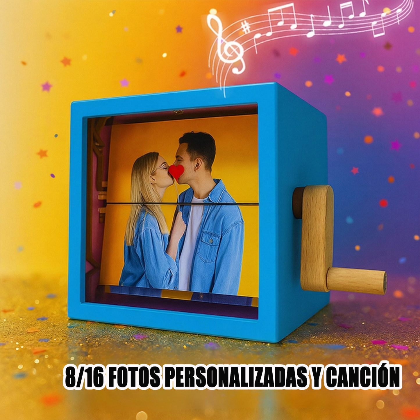 Marco Musical Flipbook Personalizado de Acrílico en Color Cuadros de Fotografías para Regalos San Valentin