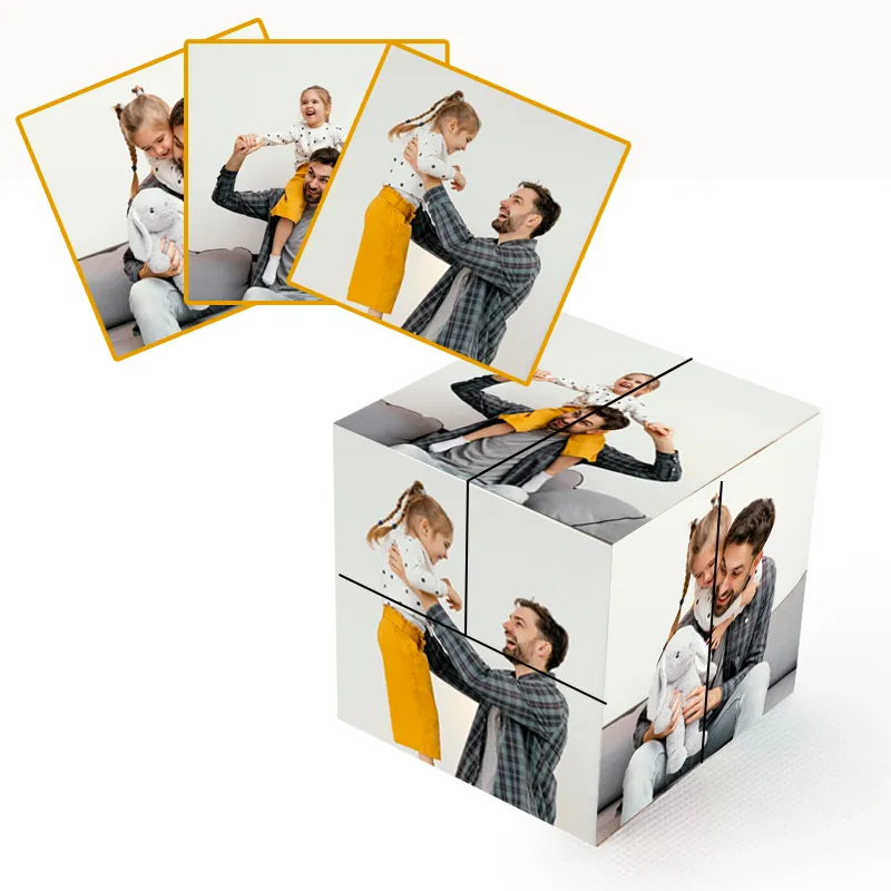 Cubo de Rubik Personalizado con 9 Fotos Cubo de Fotos Plegable e Infinito Regalo para el Día del Padre