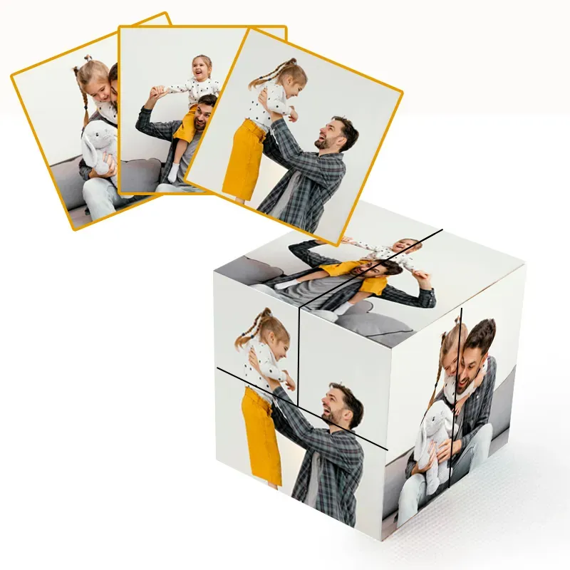 Cubo de Rubik Personalizado con 9 Fotos Cubo de Fotos Plegable e Infinito Regalo para el Día del Padre