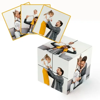 Cubo de Rubik Personalizado con 9 Fotos Cubo de Fotos Plegable e Infinito Regalo para el Día del Padre