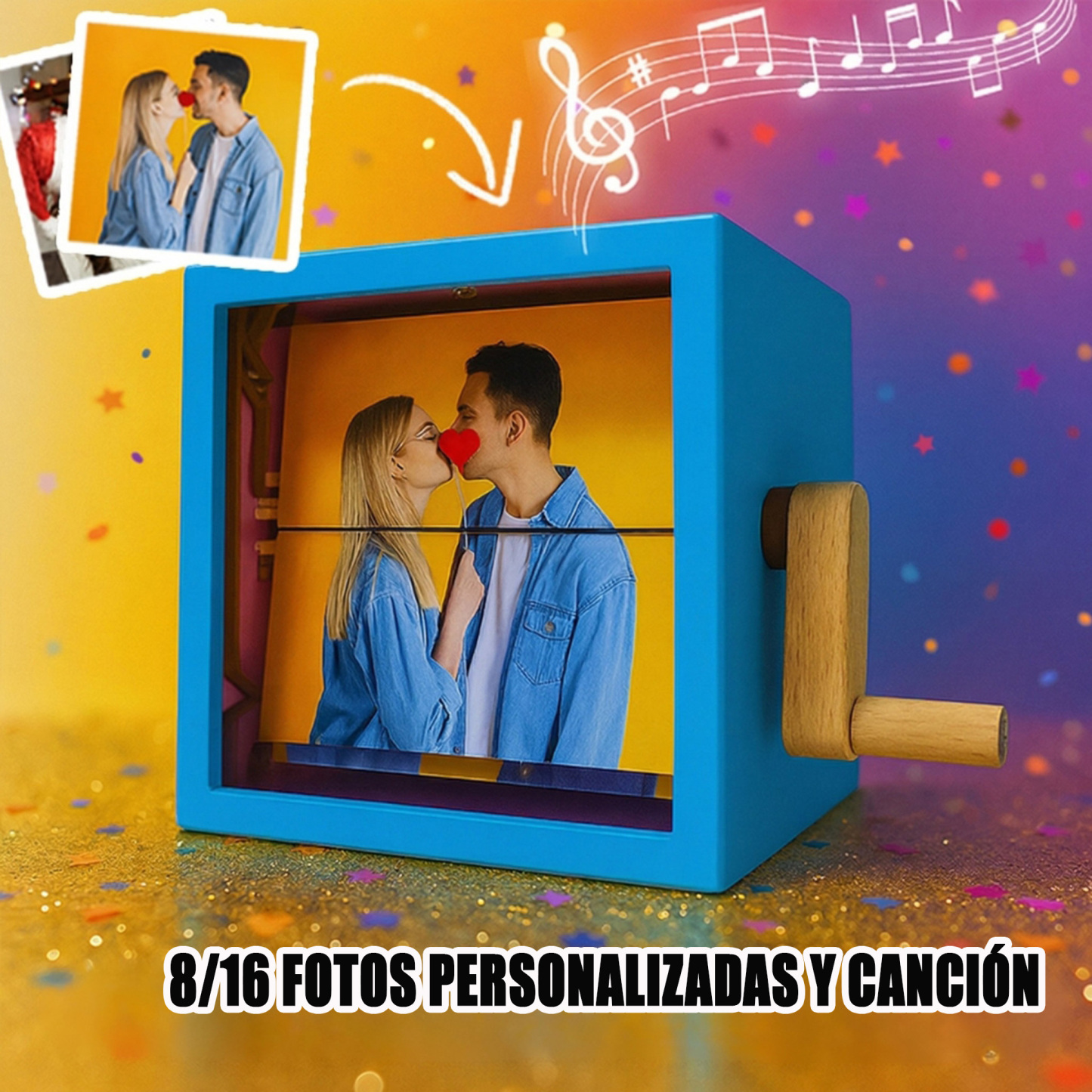 Marco Musical Flipbook Personalizado de Acrílico en Color Cuadros de Fotografías para Regalos San Valentin
