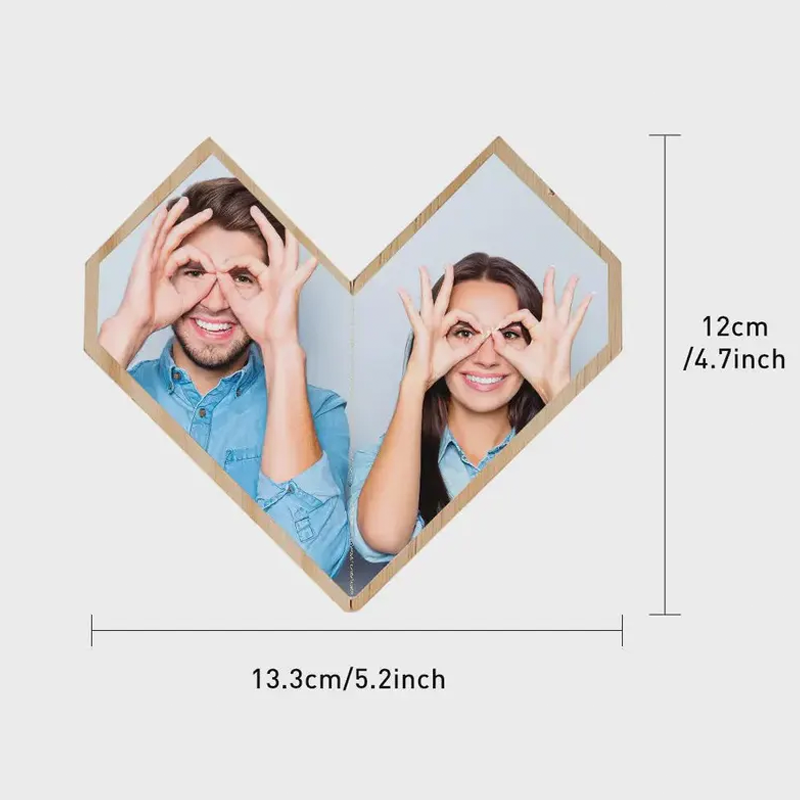 Cubo de Rubik Personalizado con Fotos en Forma de Corazón Cubo de Fotos Plegable de Madera con 10 Fotos Regalo de Aniversario Pareja