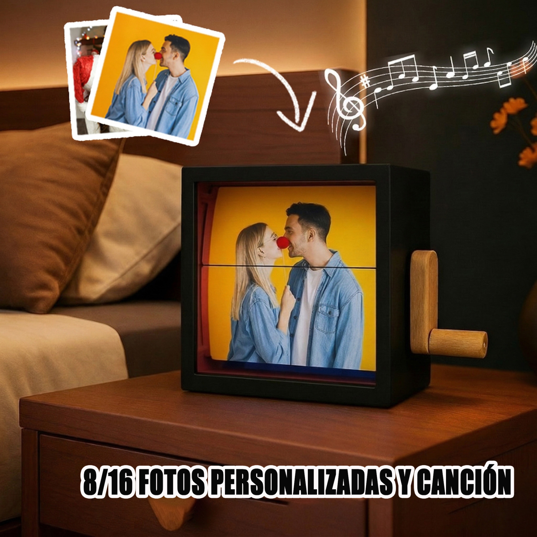 Marco Musical Flipbook Personalizado de Acrílico en Color Cuadros de Fotografías para Regalos San Valentin