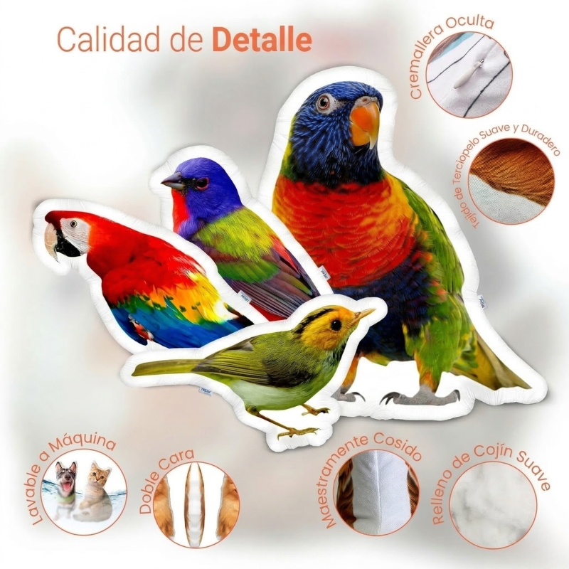 Cojín Personalizado con Forma de Pájaro 3D de Terciopelo Almohada Personalizada para Decoración del Hogar