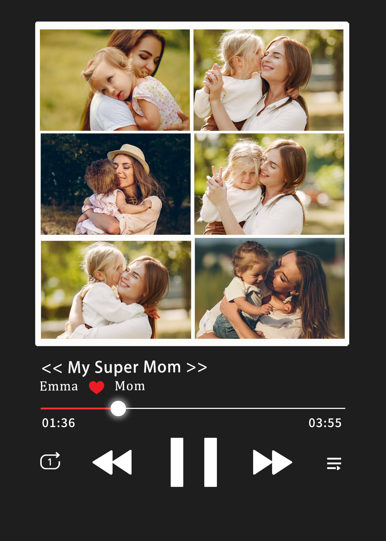 Marco Musical para Fotos con Canción Completa Cuadro de Música Personalizado Regalo del Día de la Madre