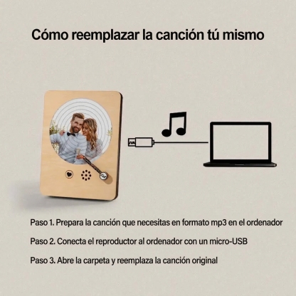 Cuadro de Madera con Foto y Canción Personalizada Reproductor Musical con Canción Completa Regalo de Boda y Aniversario para Parejas