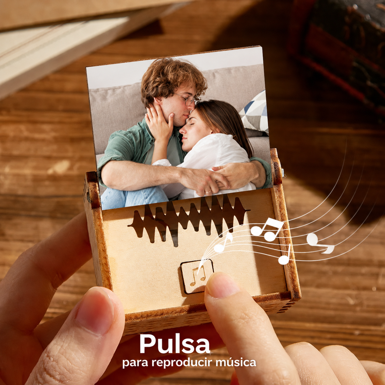 Caja de Música Personalizada de Madera con Foto y Canción Completa Regalo de Aniversario