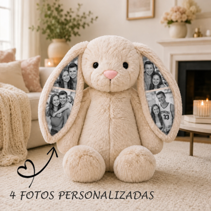 Conejito de Peluche Personalizado con Fotos Ocultas y Corazón con Foto Regalo de Aniversario para Parejas