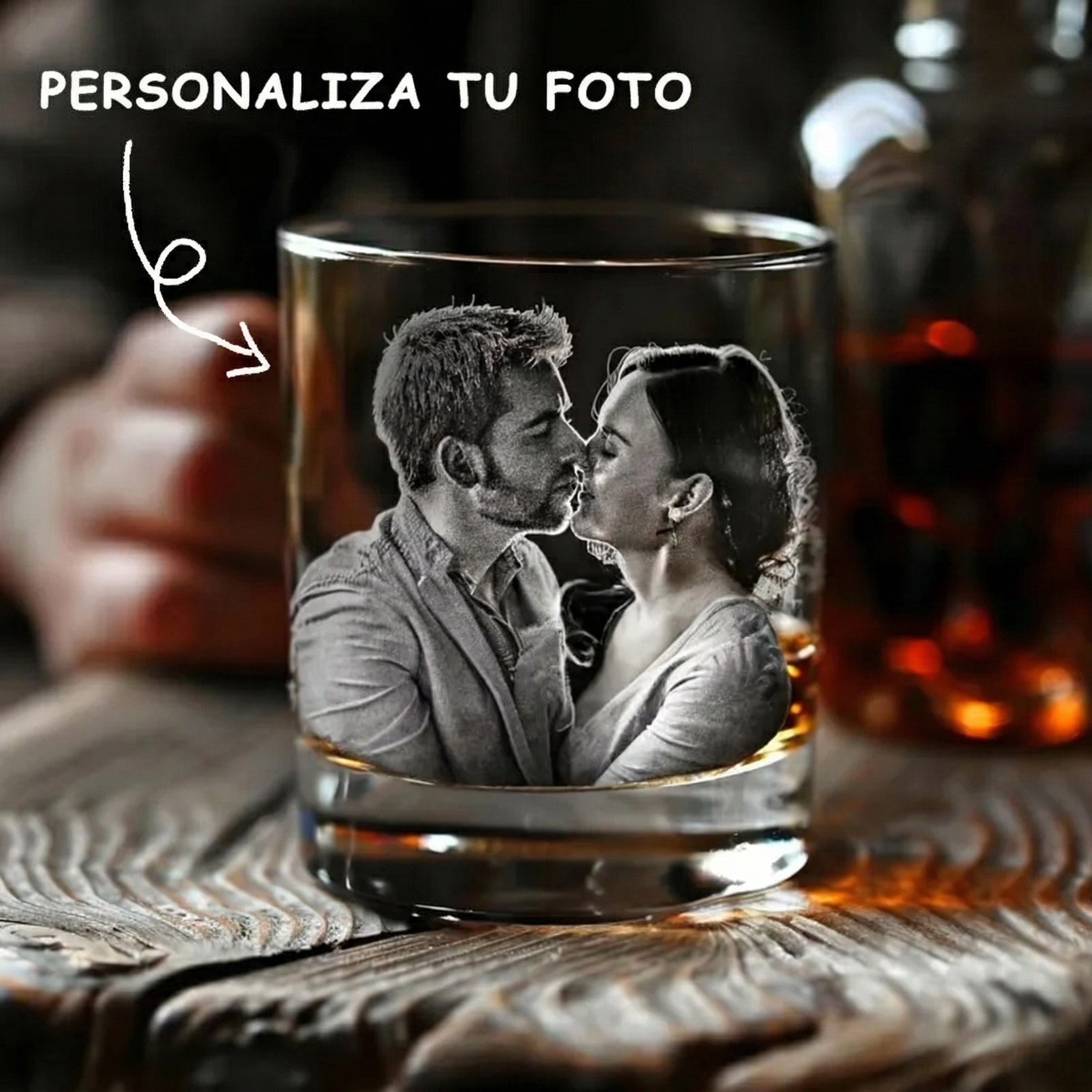 Vaso de Whisky Grabado con Foto Vaso Whisky Personalizado para Regalo de Él y Amantes del Bourbon