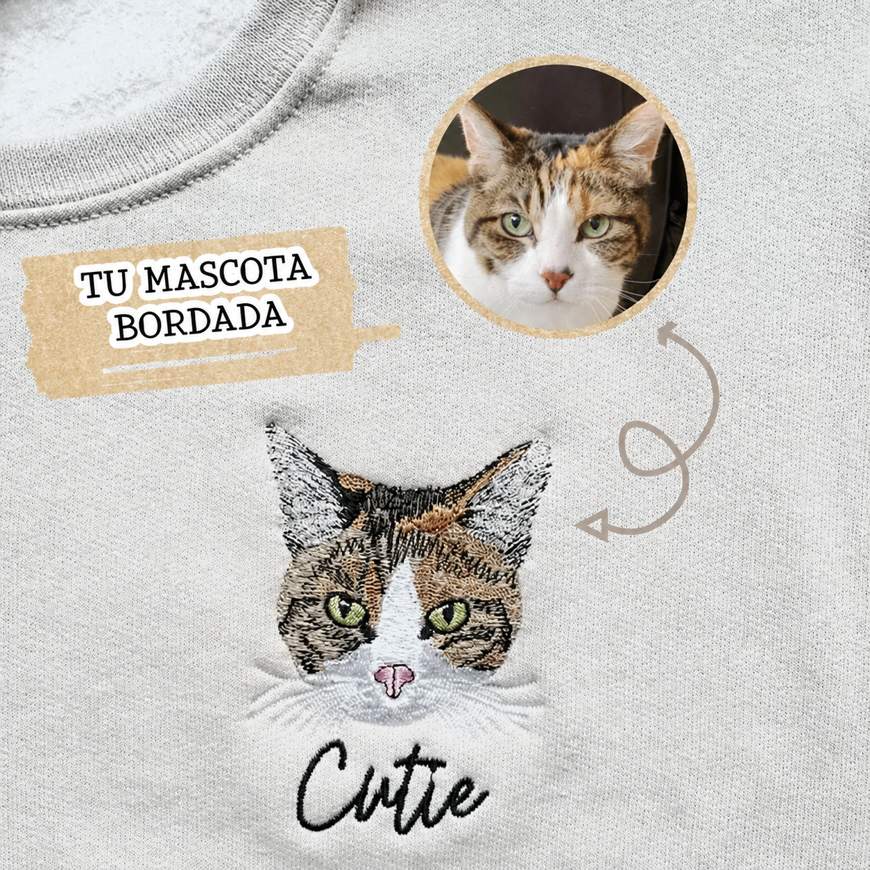 Sudadera Bordada Personalizada con Foto de Perro o Gato y Nombre Regalo para Mamá Perruna