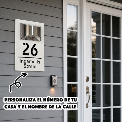 Números de Casa Iluminados Solares Personalizados de Espejo Cortados con Láser con LED Placa de Dirección Impermeable Regalo de Inauguración