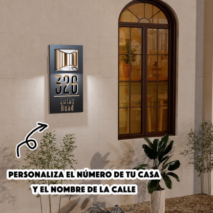 Números de Casa Iluminados Solares Personalizados de Espejo Cortados con Láser con LED Placa de Dirección Impermeable Regalo de Inauguración