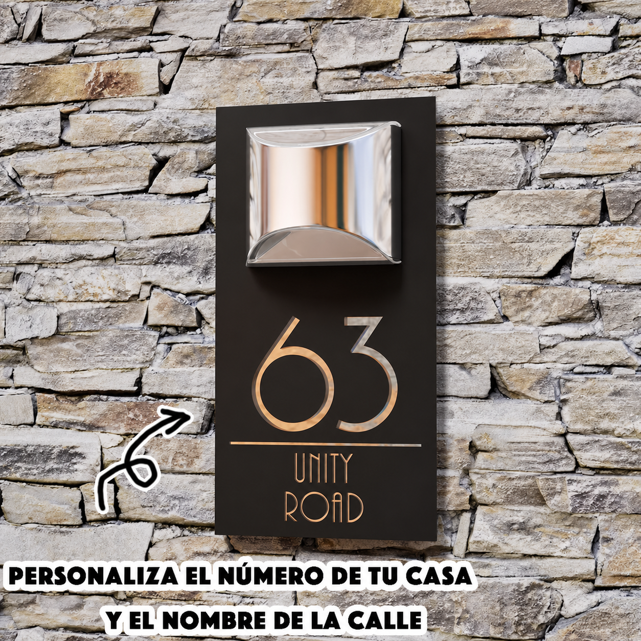Números de Casa Iluminados Solares Personalizados de Espejo Cortados con Láser con LED Placa de Dirección Impermeable Regalo de Inauguración