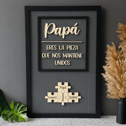 Cuadro Puzzle de Madera Personalizado para el Día del Padre Eres la Pieza que Nos Mantiene Unidos Regalo para Papá o Abuelo