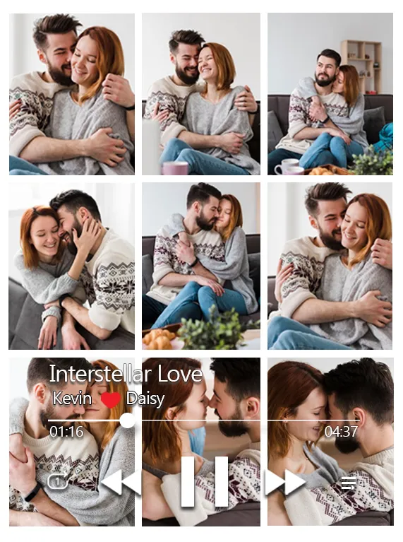 Cuadro de Música con Collage Fotos Personalizadas Marco Musical para Fotos con Reproductor de Canción Completa